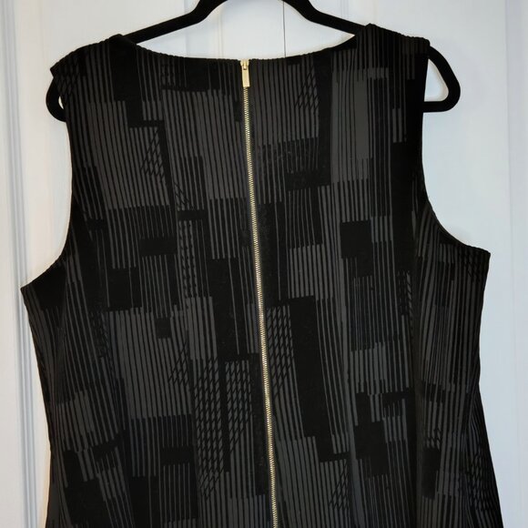 Calvin Klein Black Flocked Geometric Fit & Flare Dress | With Pockets! - Picture 4 of 10